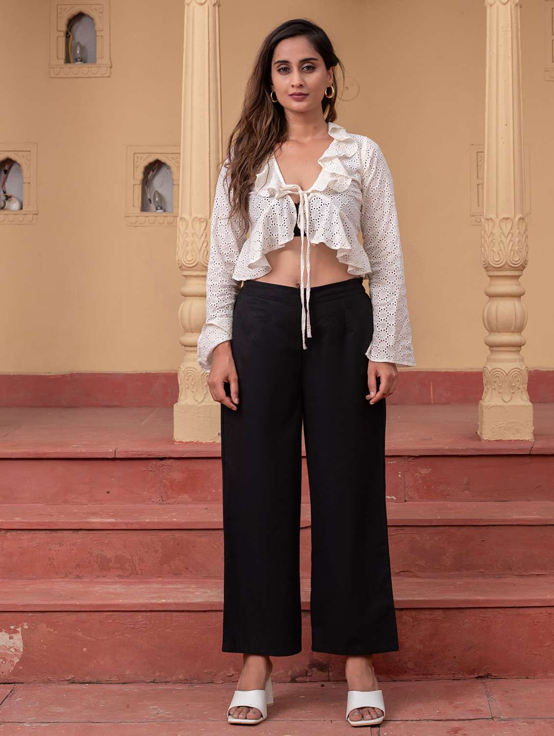 Women Solid Mid Rise Straight Fit Trouser - 22511260 -  Standard Image - 4