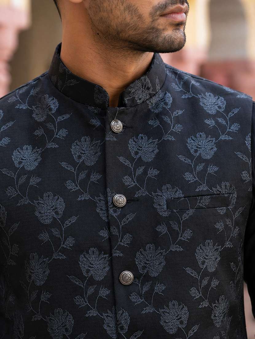 men floral mandarin neck nehru jacket - 22511287 -  Standard Image - 1