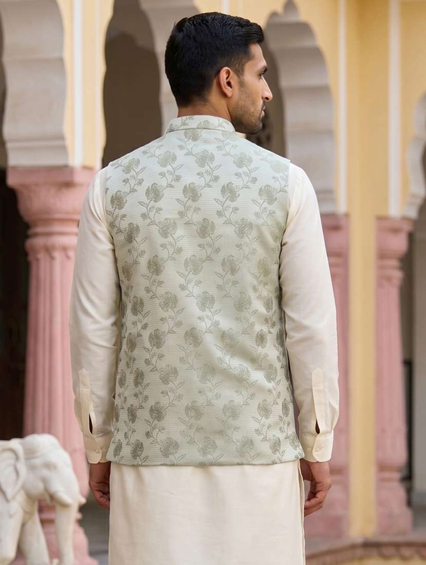 men floral mandarin neck nehru jacket - 22511289 -  Standard Image - 4