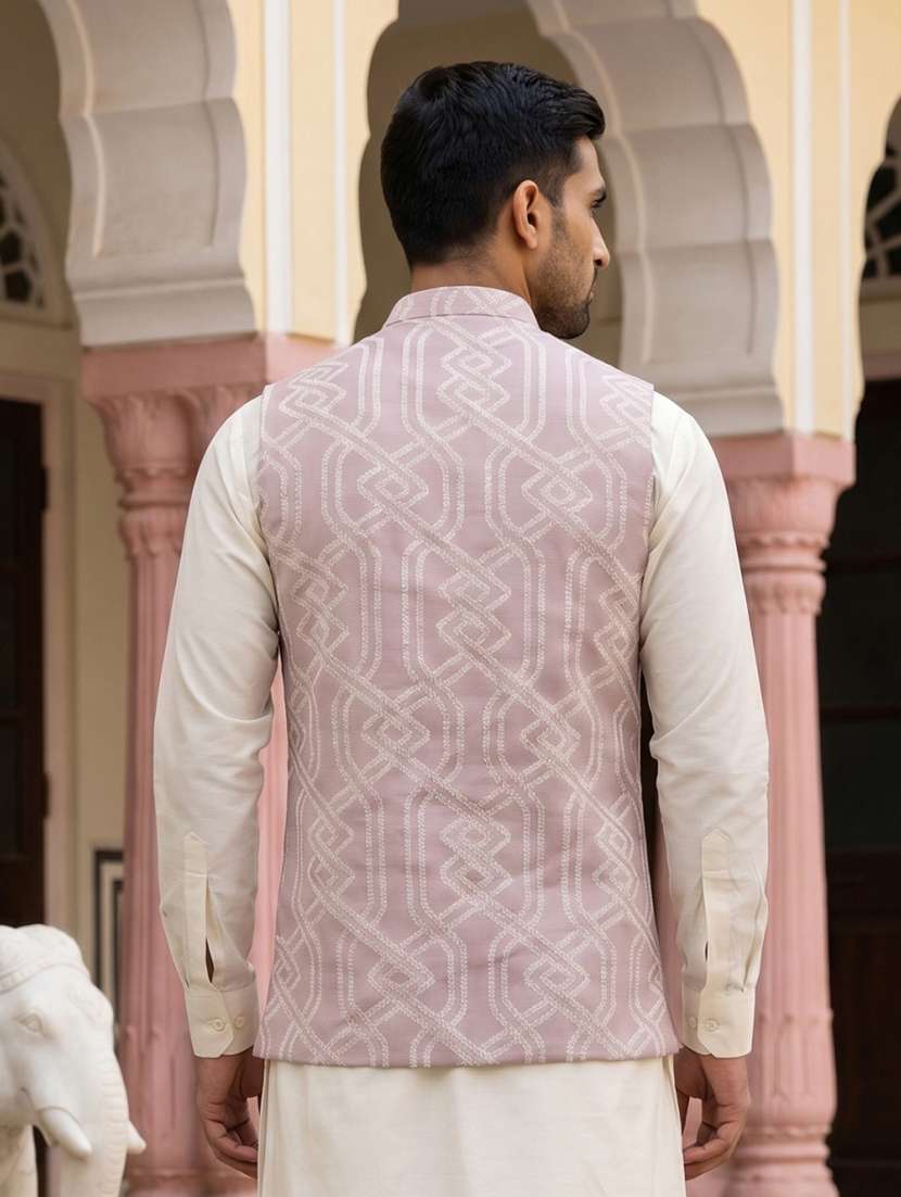 men embroidered mandarin neck nehru jacket - 22511303 -  Standard Image - 4