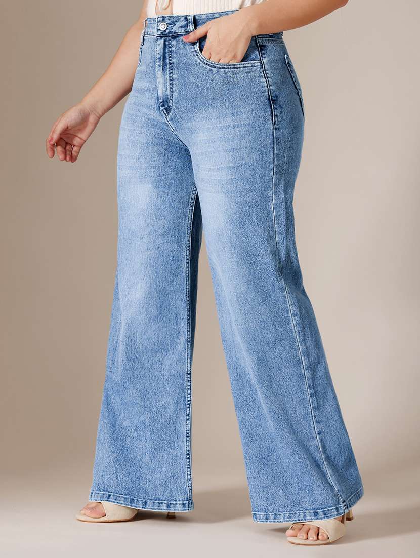 women washed high rise wide leg jeans - 22511332 -  Standard Image - 1