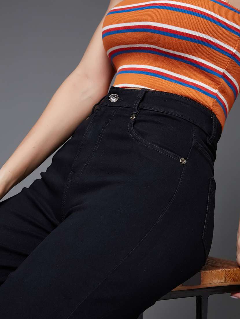 women solid high rise wide leg jeans - 22511355 -  Standard Image - 1