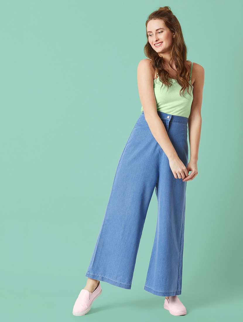 women solid high rise wide leg jeans - 22511359 -  Standard Image - 4