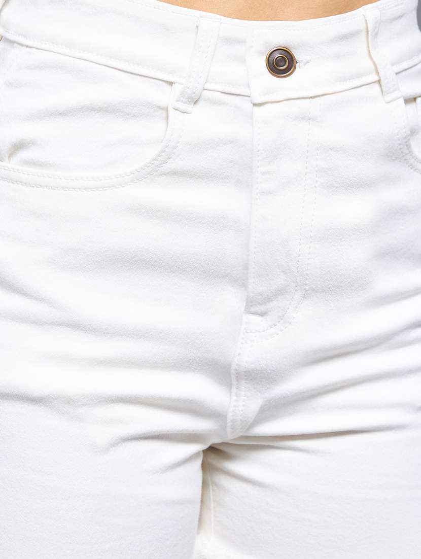 women solid high rise denim shorts - 22511376 -  Standard Image - 1