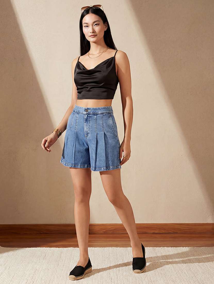 Women Washed High Rise Shorts - 22511378 -  Standard Image - 4