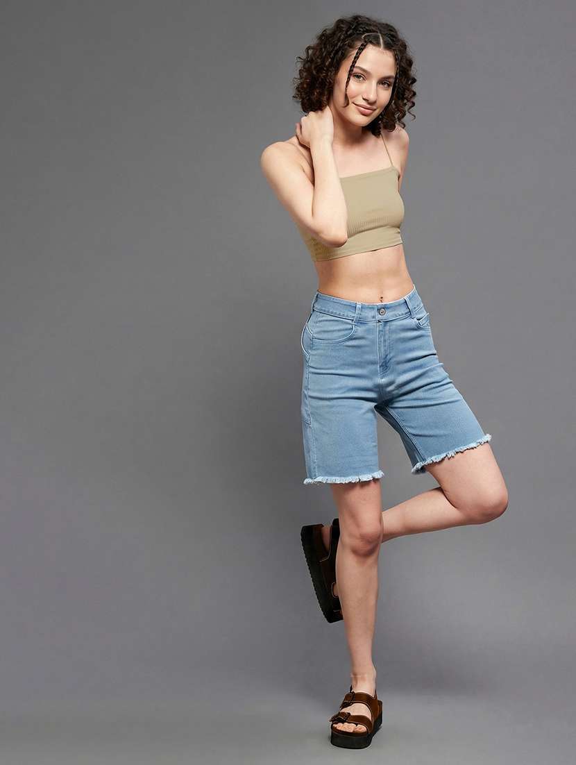 women solid high rise regular shorts - 22511382 -  Standard Image - 4