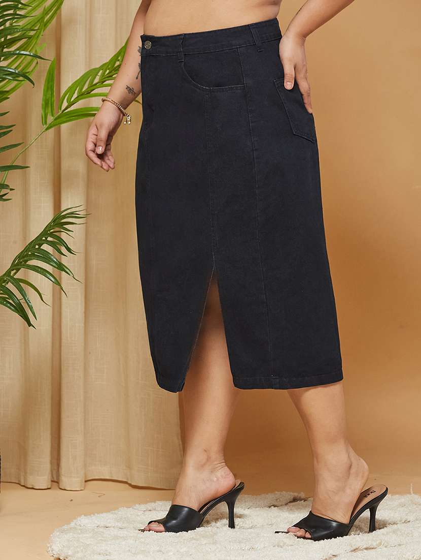women solid high rise straight skirt - 22511391 -  Standard Image - 1