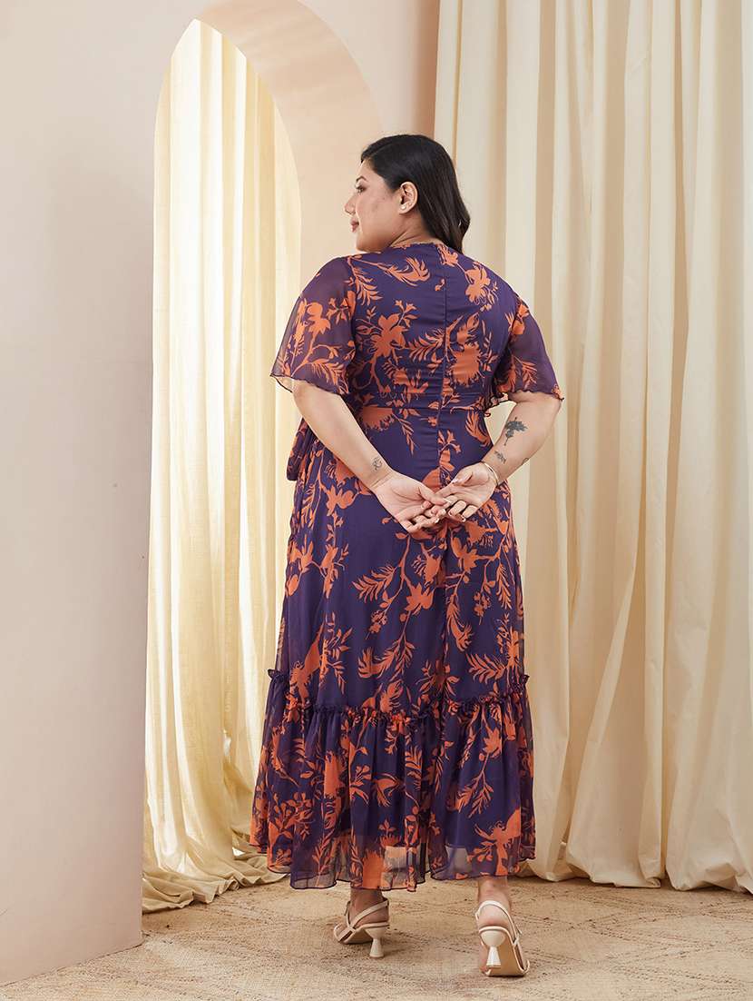 women printed v neck tiered dress - 22511472 -  Standard Image - 4