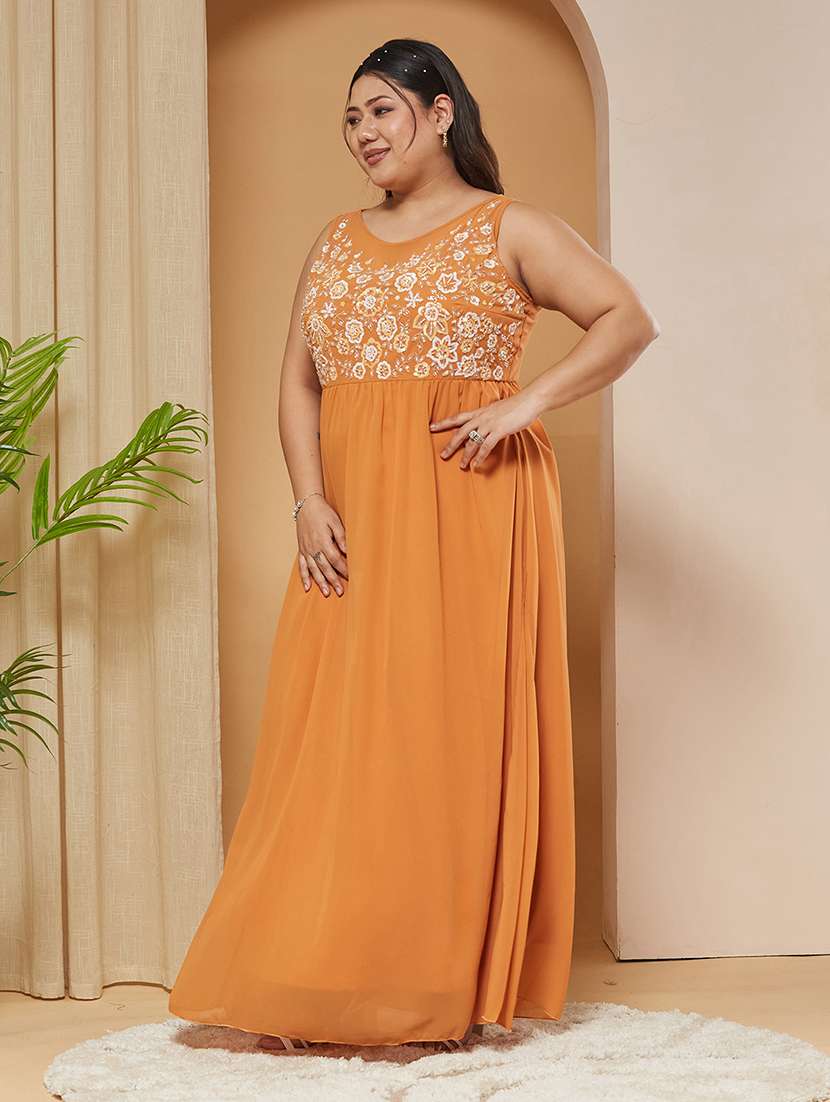 Women Embroidered Round Neck Gown - 22511479 -  Standard Image - 4