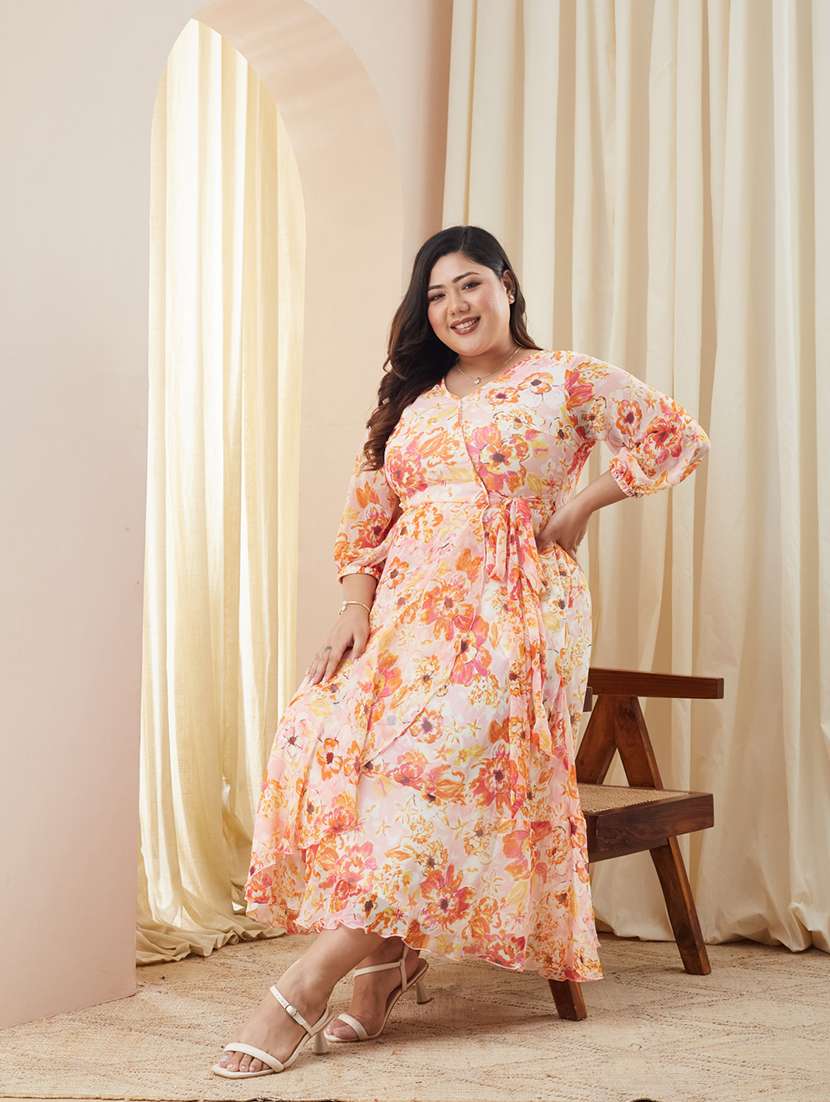 women printed overlap neck wrap dress - 22511480 -  Standard Image - 4