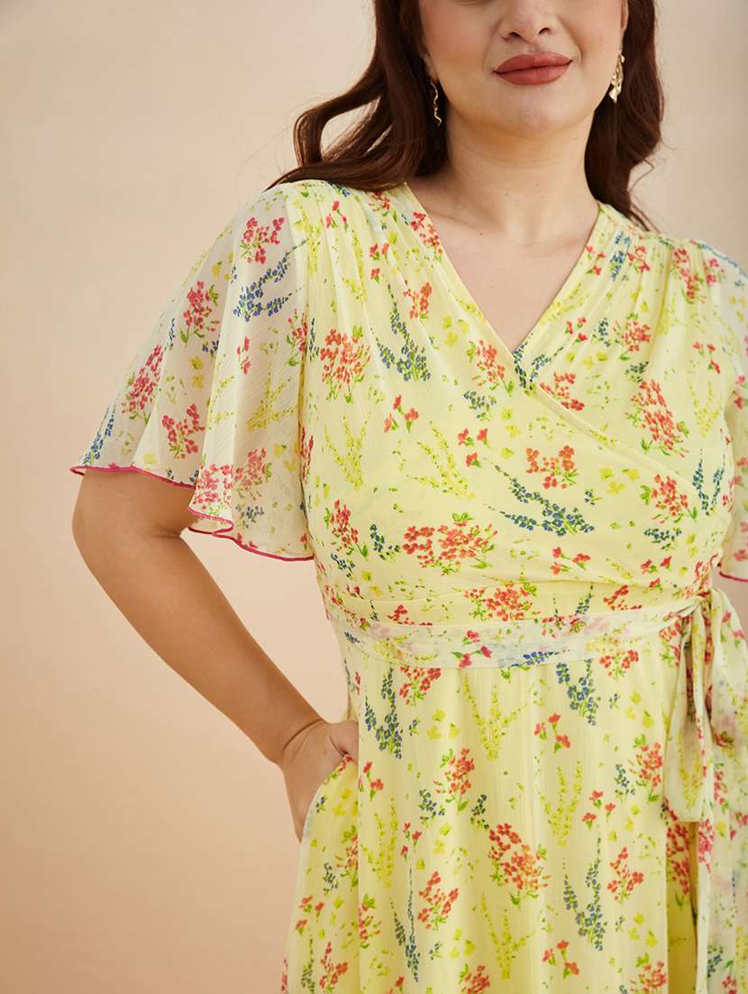 women printed v neck tiered dress - 22511502 -  Standard Image - 1