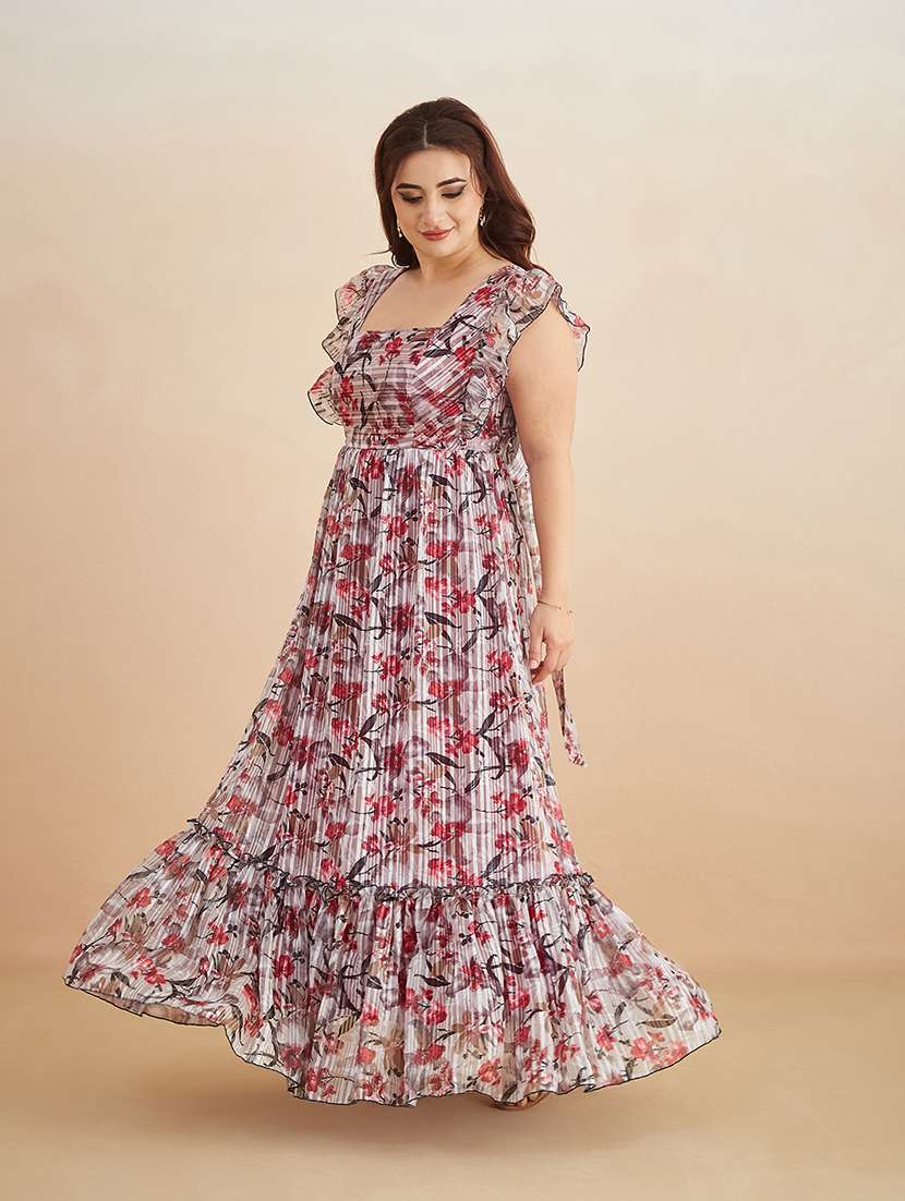 women printed square neck tiered dress - 22511508 -  Standard Image - 1
