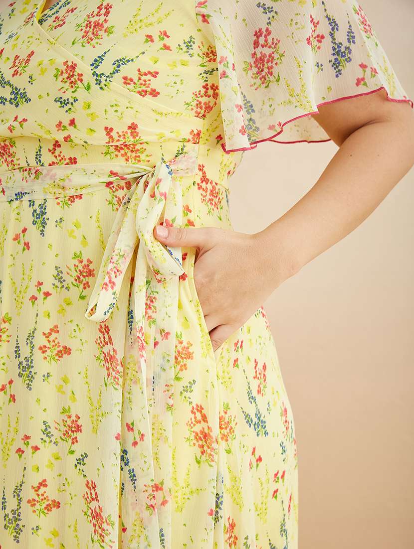 women printed v neck tiered dress - 22511531 -  Standard Image - 1
