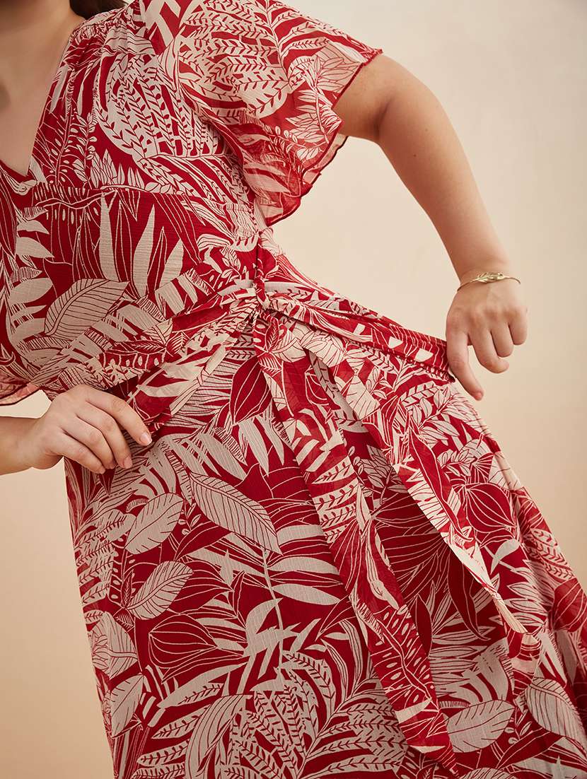 women printed v neck tiered dress - 22511533 -  Standard Image - 4