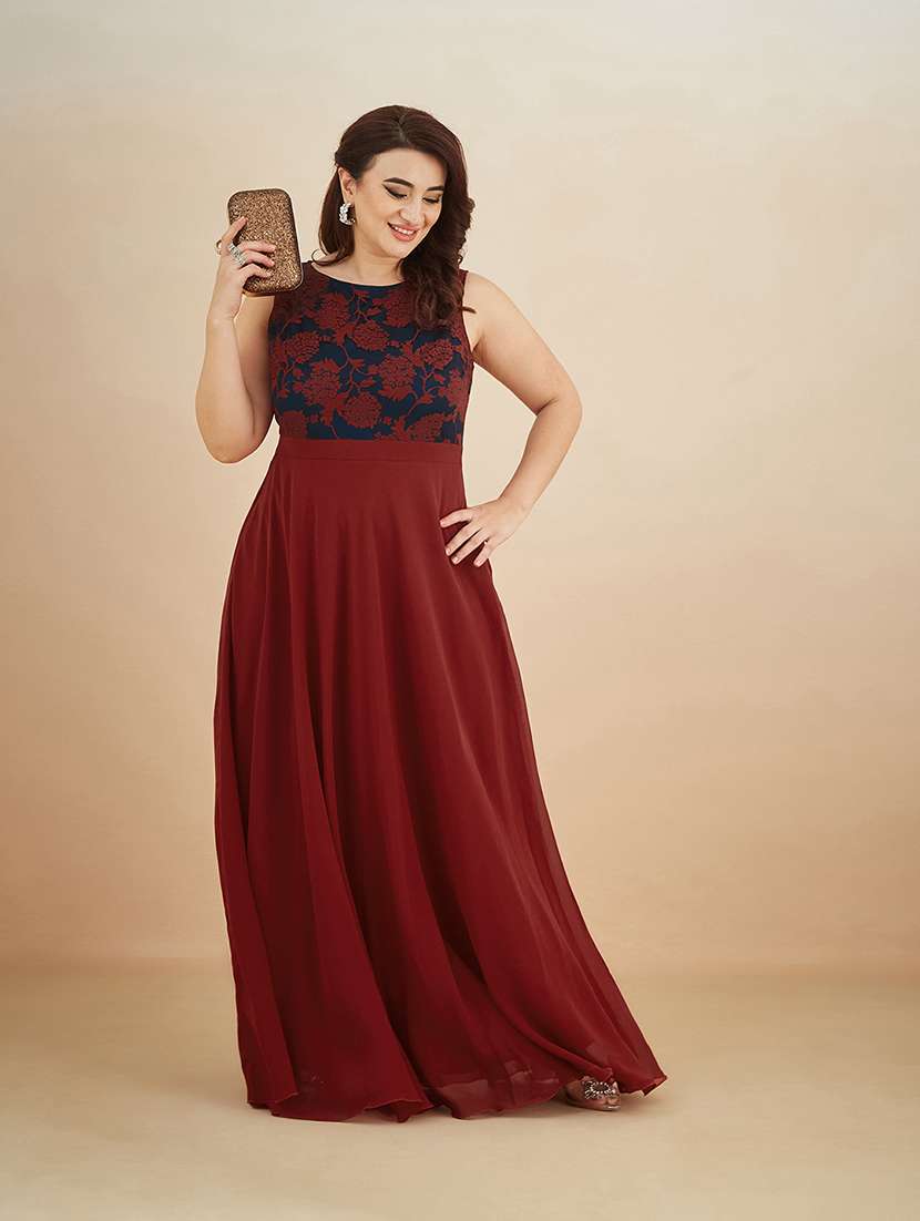 women self design sleeveless fit and flare dress 