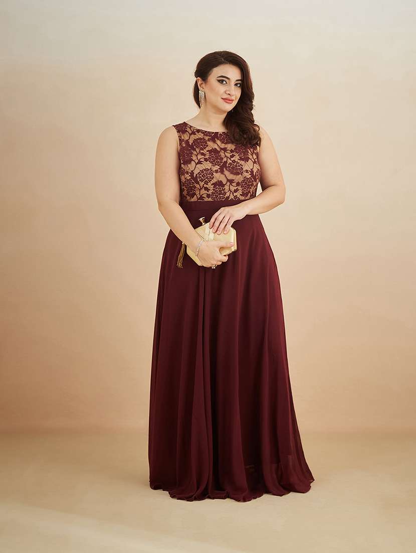 women self design sleeveless fit and flare dress 