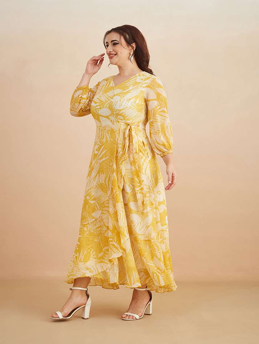 women printed three quarter sleeves wrap maxi dress - 22511540 -  Standard Image - 4