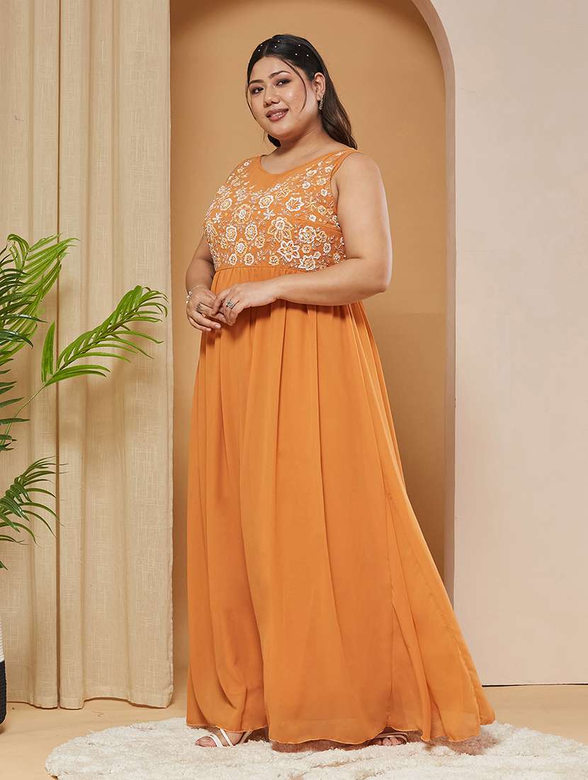 women embroidered round neck gown - 22511562 -  Standard Image - 4