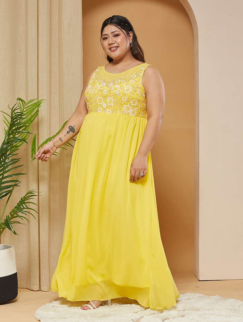 women embroidered sleeveless gown