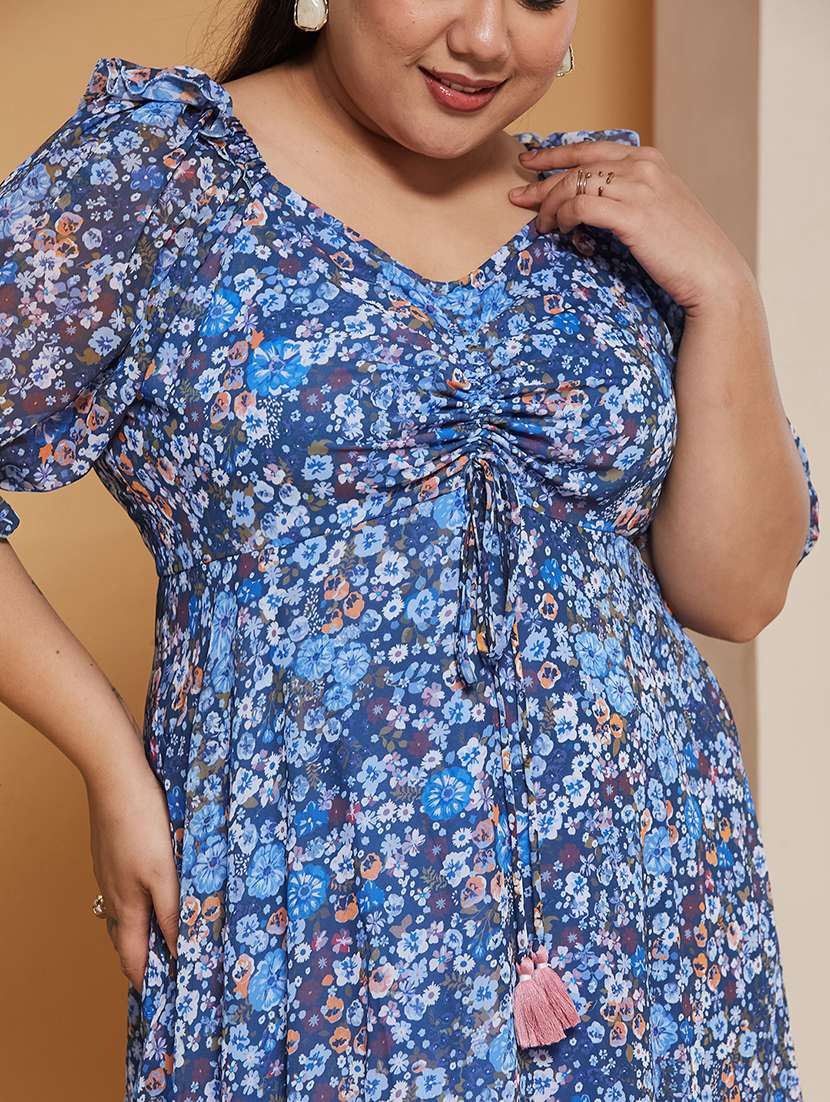 women printed puff sleeves maxi tiered dress - 22511567 -  Standard Image - 1