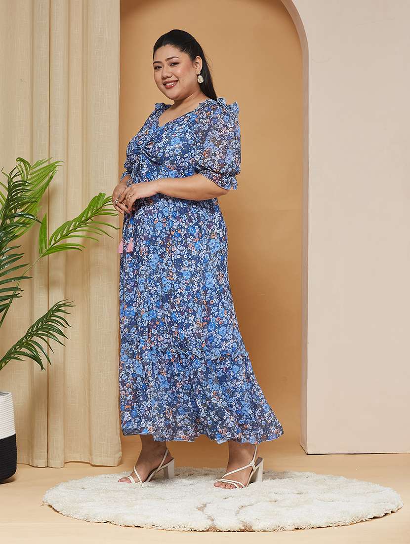 women printed puff sleeves maxi tiered dress - 22511567 -  Standard Image - 4