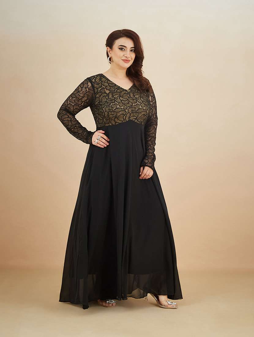 women self design v neck gown