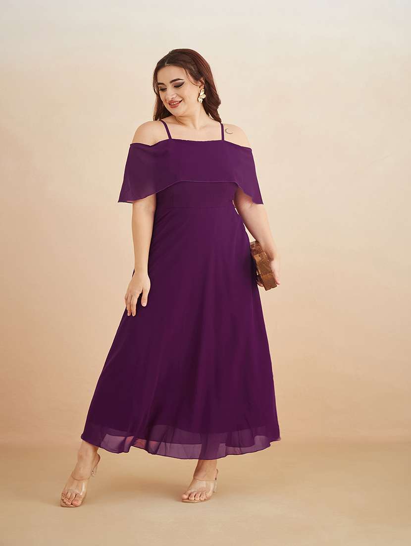 women solid cold shoulder fit and flare dress