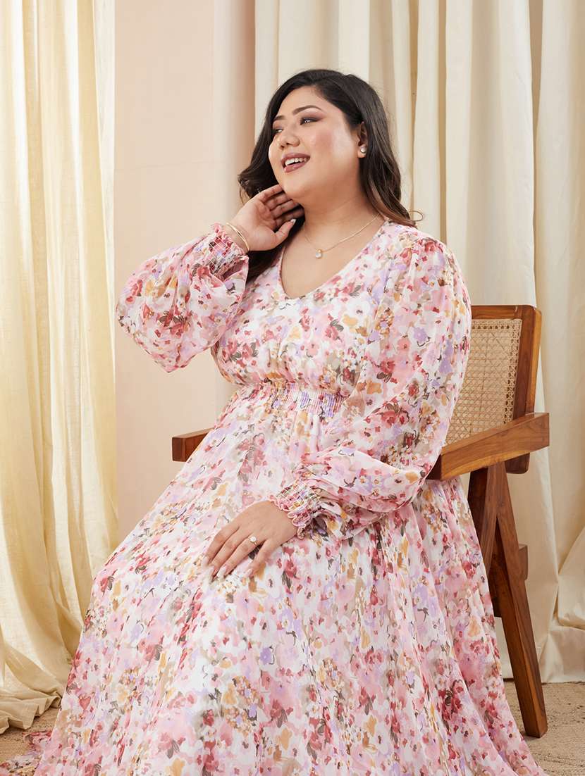 Women Printed V Neck Fit And Flare Dress - 22511606 -  Standard Image - 1