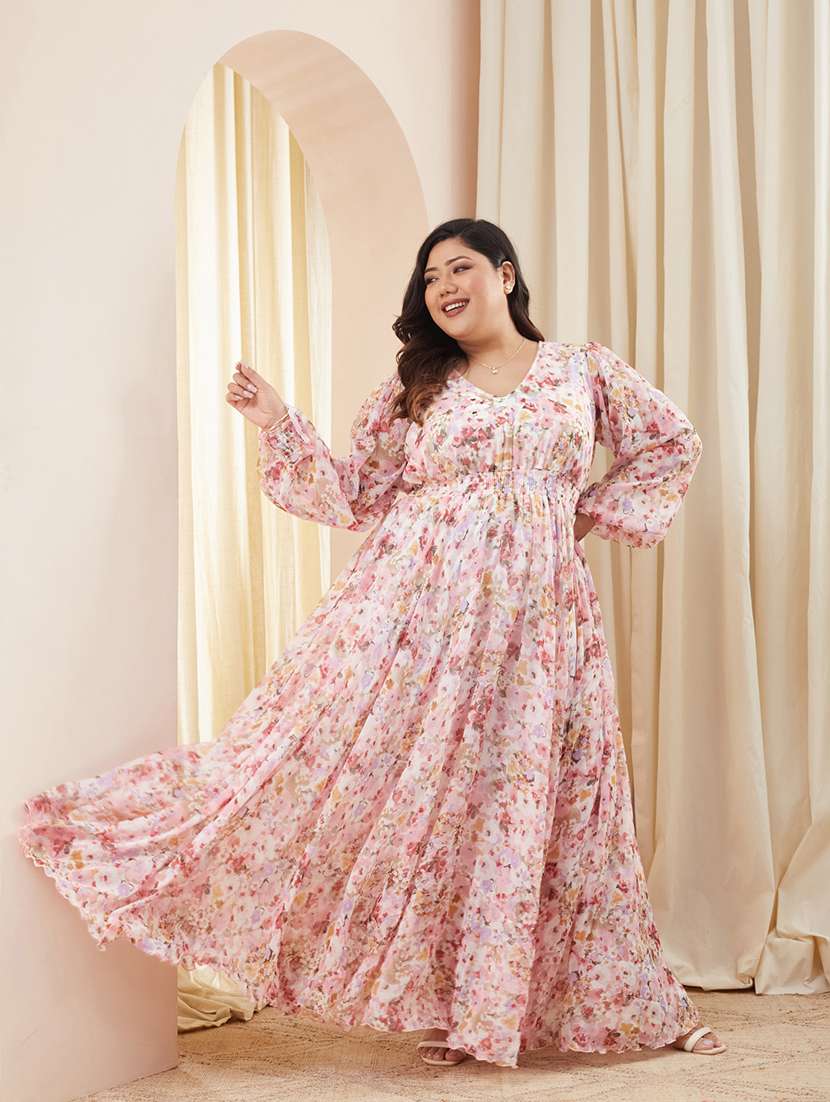 Women Printed V Neck Fit And Flare Dress - 22511606 -  Standard Image - 4