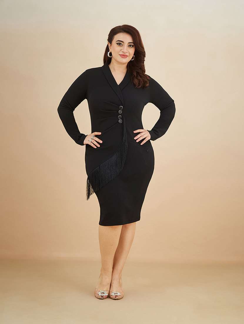 women solid long sleeves bodycon dress - 22511613 -  Standard Image - 1