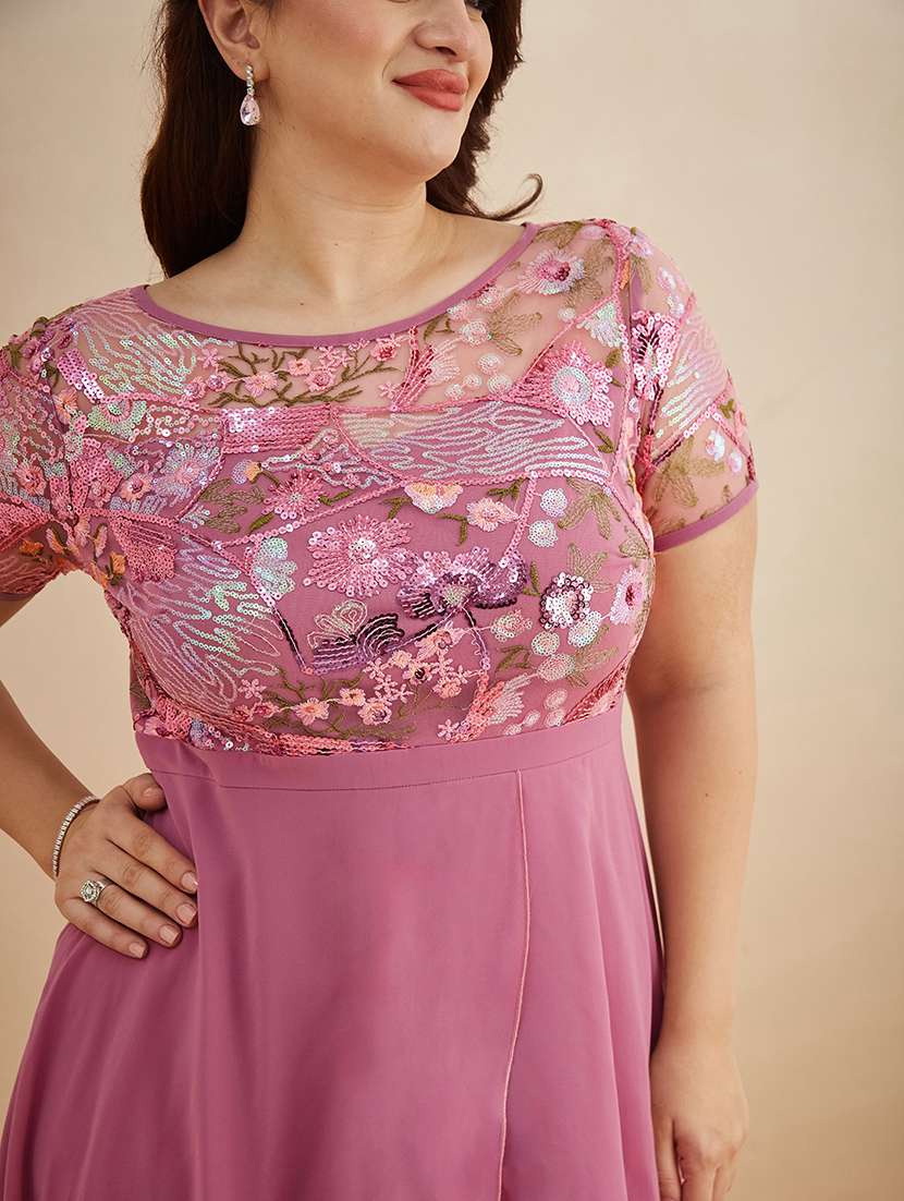 women embroidered short sleeves layered dress - 22511626 -  Standard Image - 1