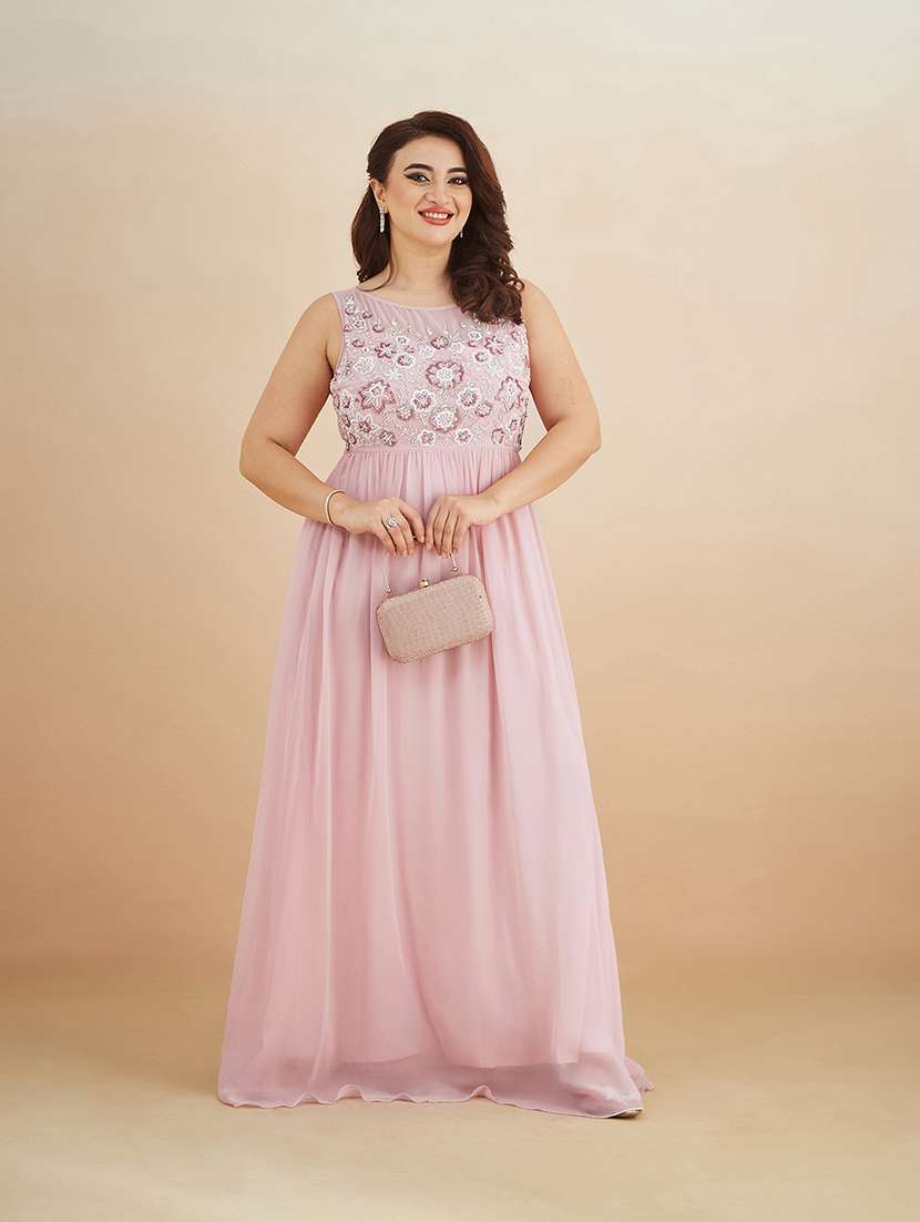 women embroidered sleeveless gown