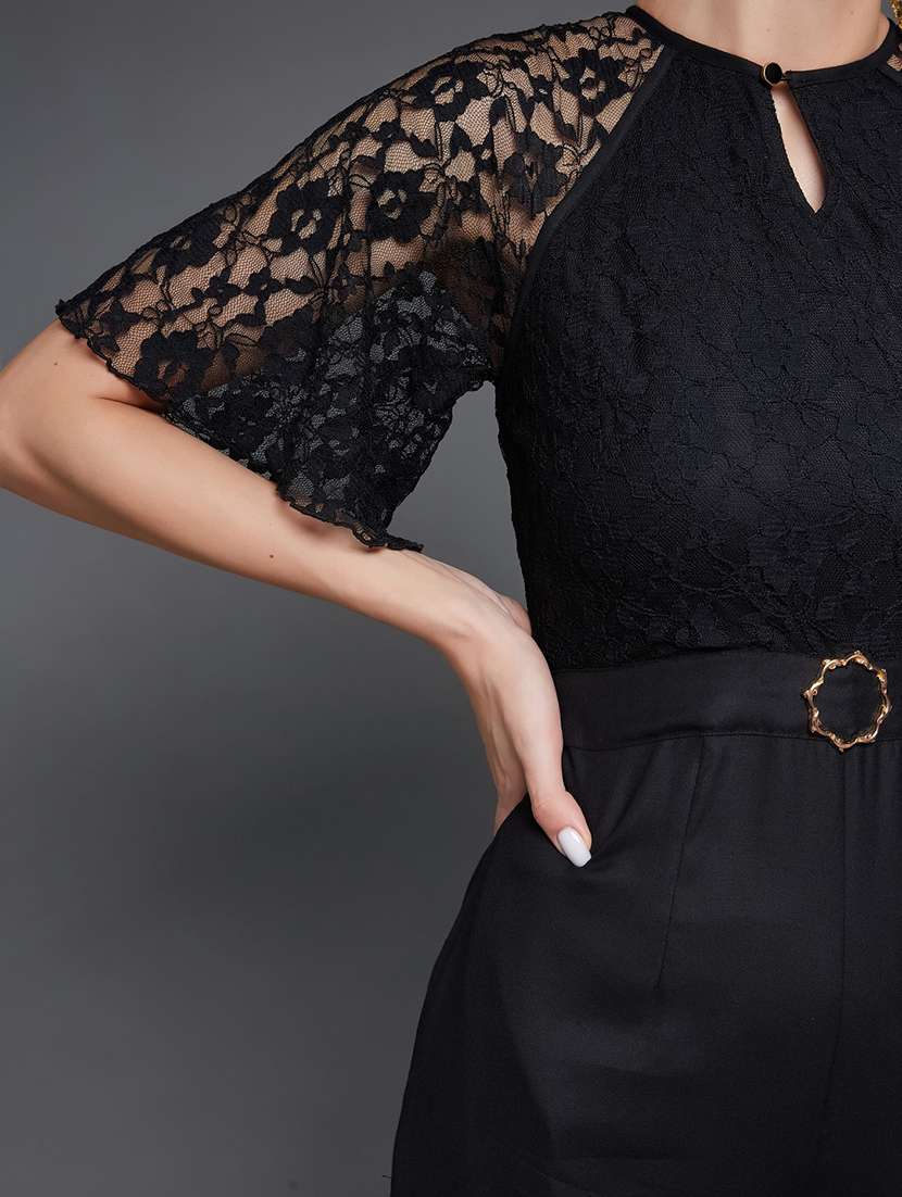 Women Self Design Keyhole Neck Full Leg Jumpsuit - 22511639 -  Standard Image - 1