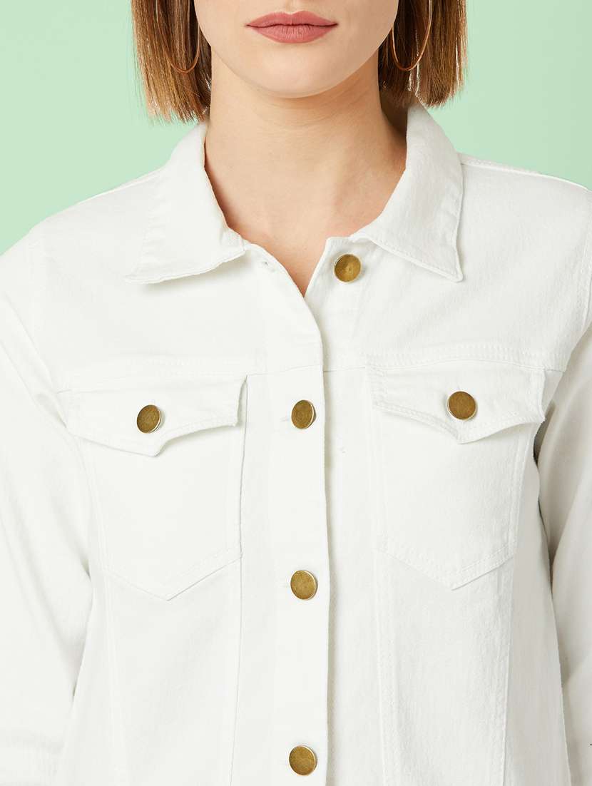 women solid long sleeves denim jacket - 22511645 -  Standard Image - 1