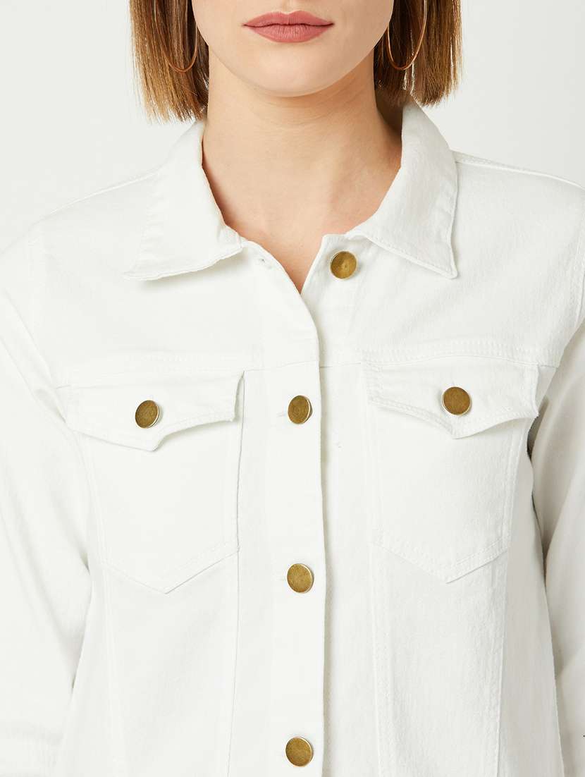 women solid long sleeves denim jacket - 22511646 -  Standard Image - 1