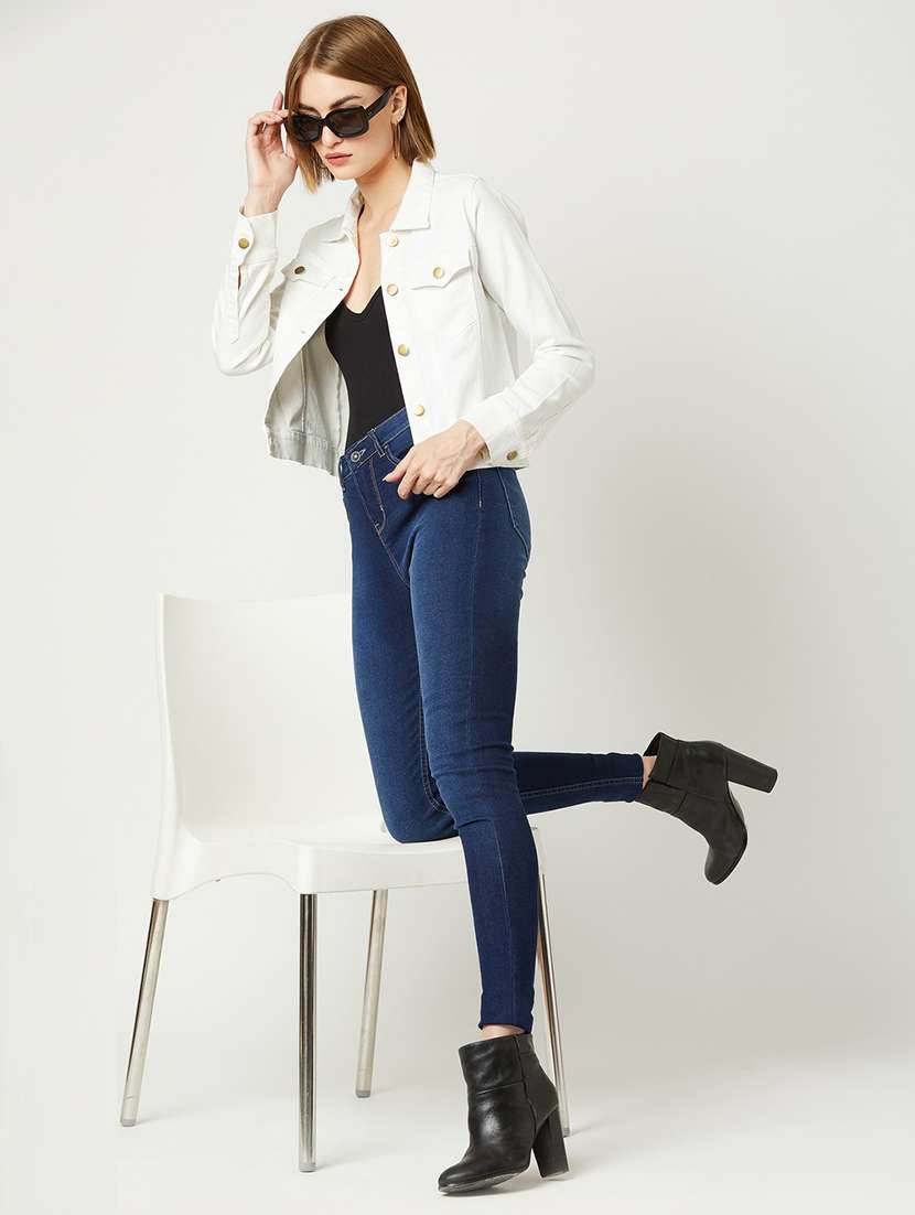 women solid long sleeves denim jacket - 22511646 -  Standard Image - 4