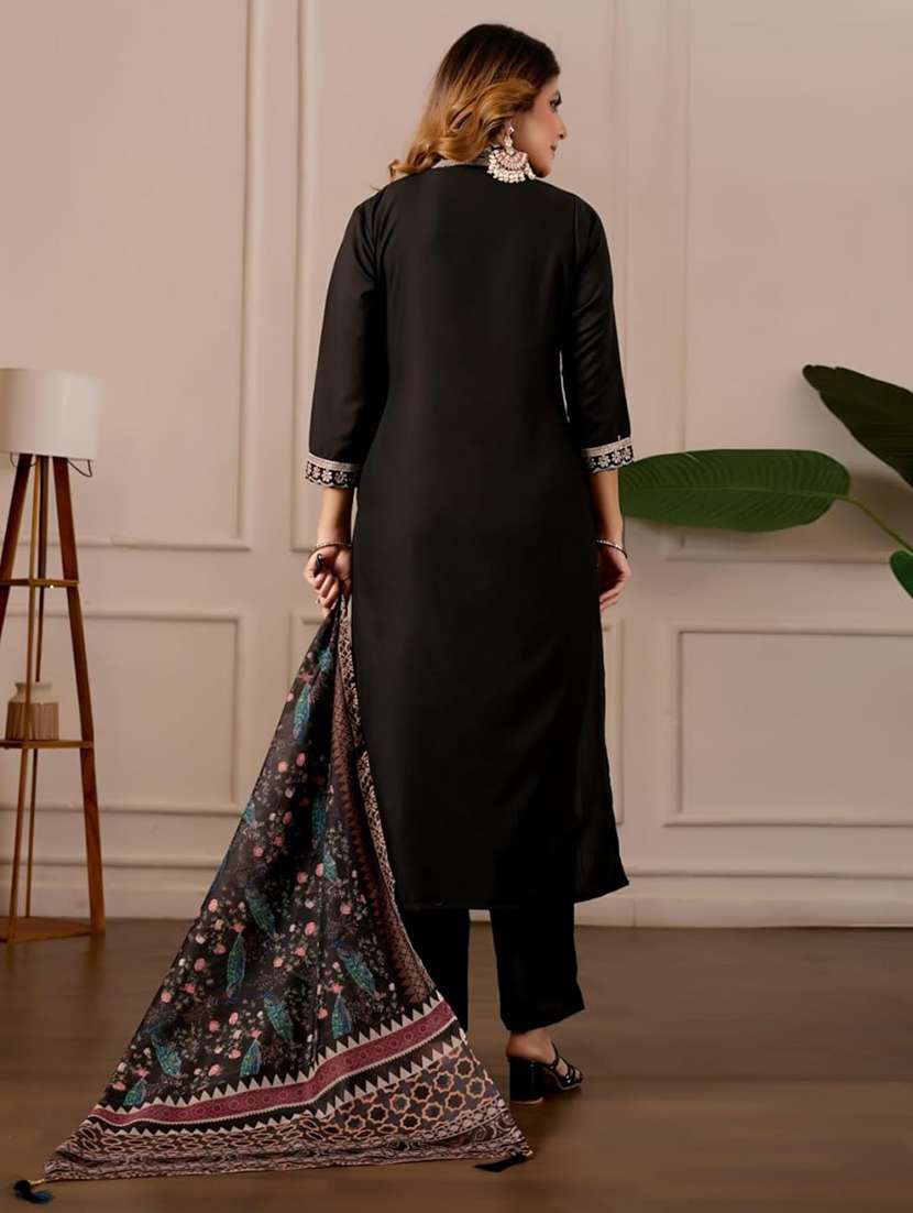 women embroidered three quarter sleeve kurta pant with dupatta set - 22511758 -  Standard Image - 4