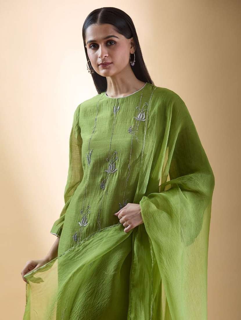 women embroidered bell sleeve kurta pant with dupatta set - 22511765 -  Standard Image - 1