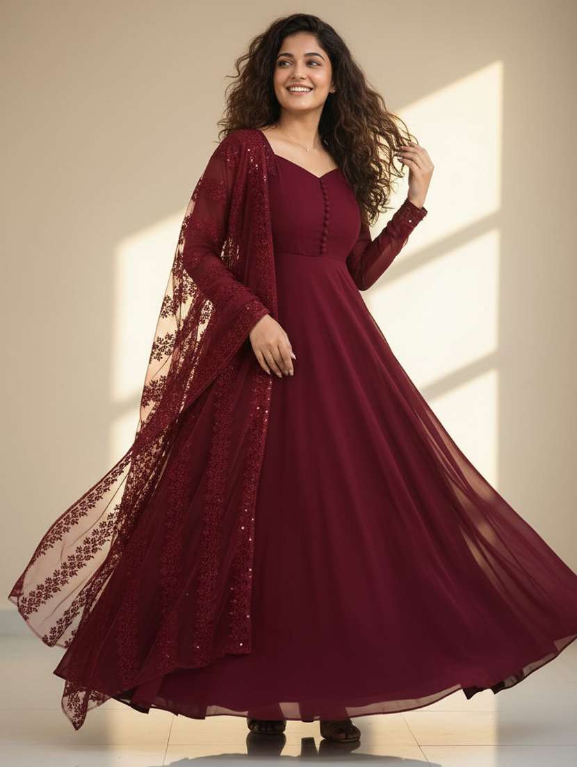 women solid long sleeve kurta dupatta set - 22511771 -  Standard Image - 1