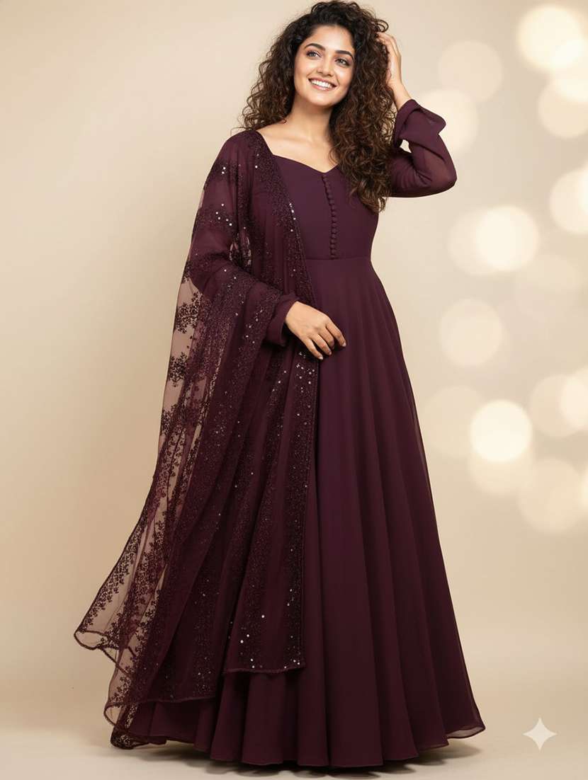 women solid long sleeve kurta dupatta set - 22511772 -  Standard Image - 1