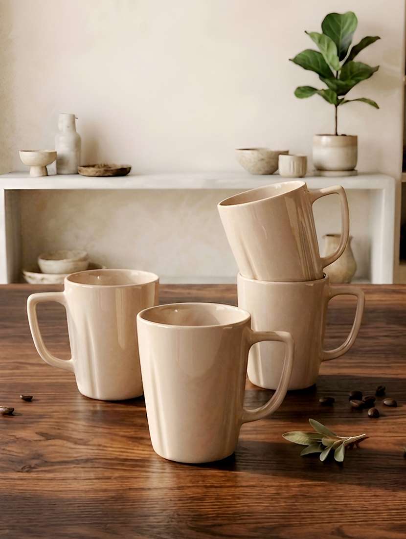 moody panda elegant collection | mug set of 4 | coffee mug | milk mug | porcelain mugs | 300ml | designer mugs | large | peach - 22511777 -  Standard Image - 1