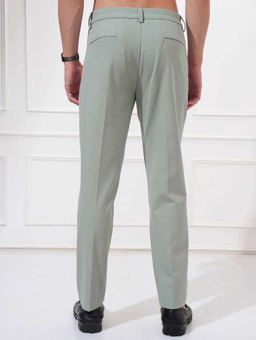 men solid mid rise flat front casual trouser - 22511793 -  Standard Image - 4