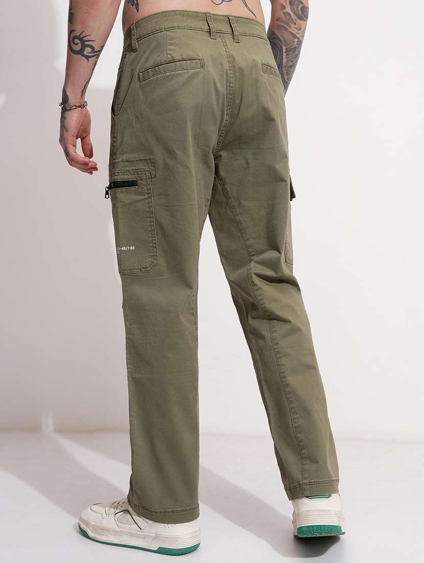 Men Solid Mid Rise Regular Fit Cargo - 22511797 -  Standard Image - 4