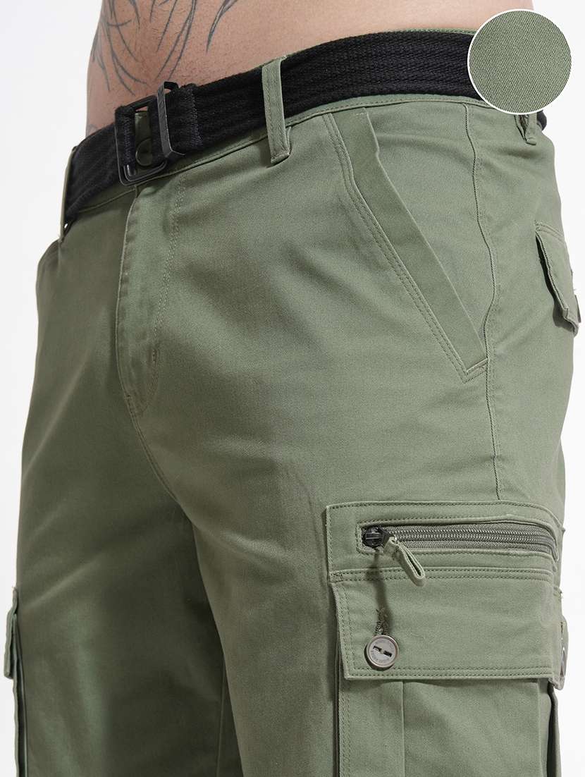 men solid mid rise regular fit cargo  - 22511811 -  Standard Image - 1