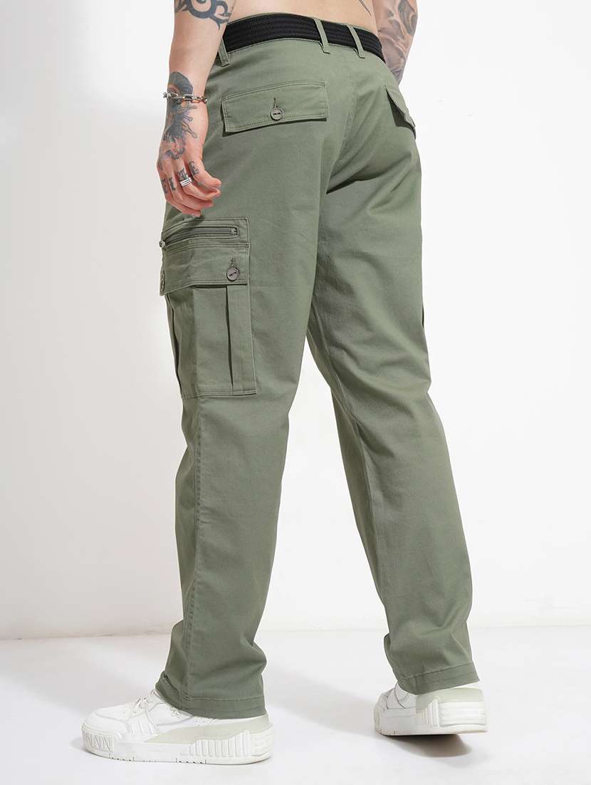 men solid mid rise regular fit cargo  - 22511811 -  Standard Image - 4