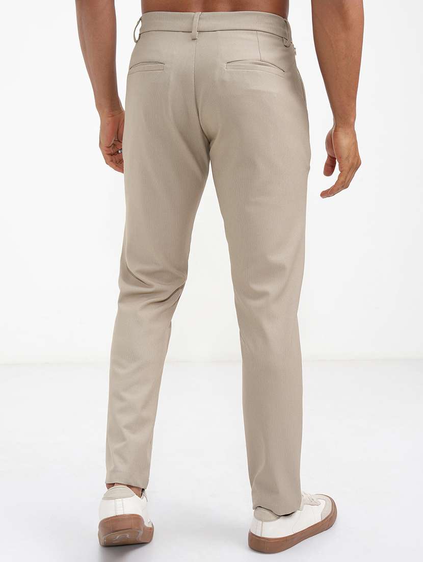 men solid mid rise flat front casual trouser - 22511812 -  Standard Image - 4