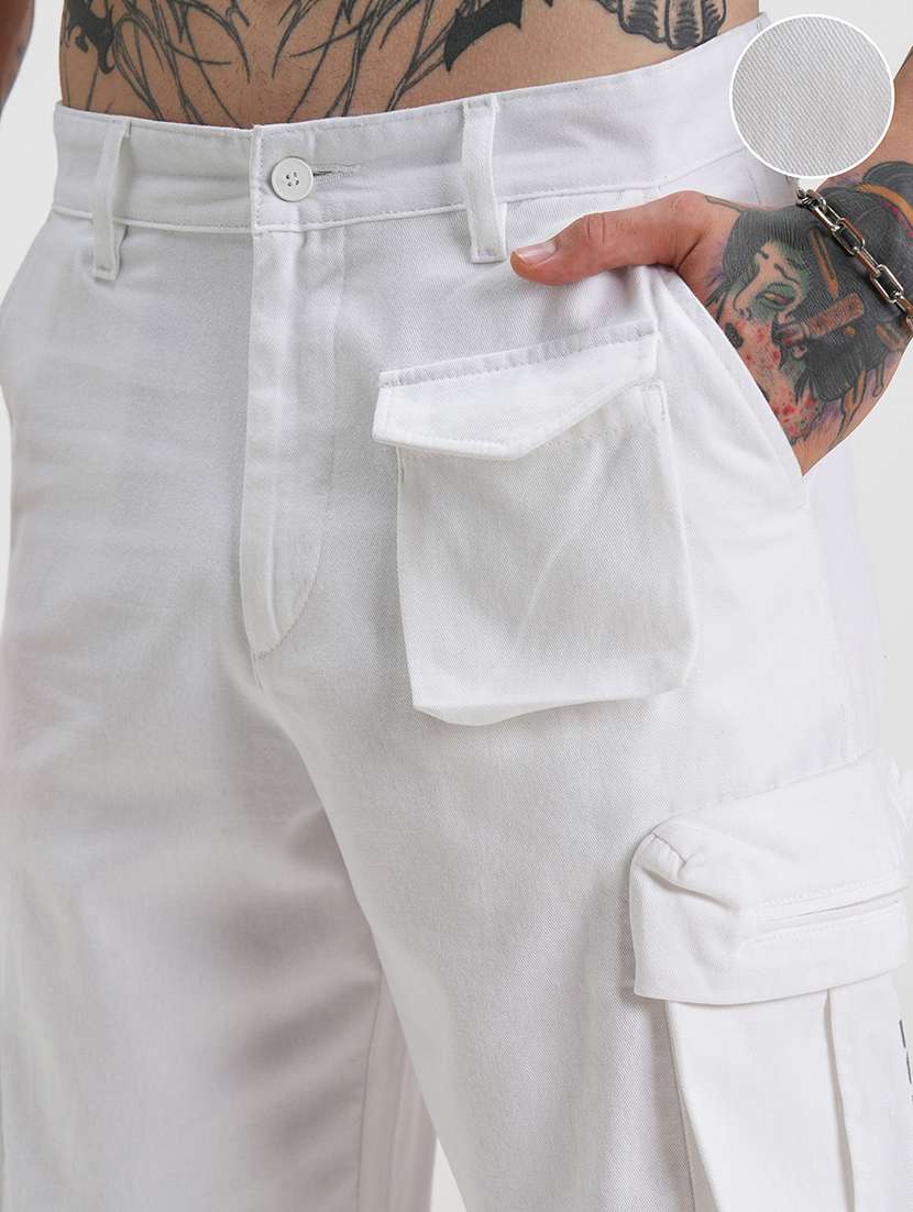 men solid mid rise relaxed fit cargo  - 22511817 -  Standard Image - 1