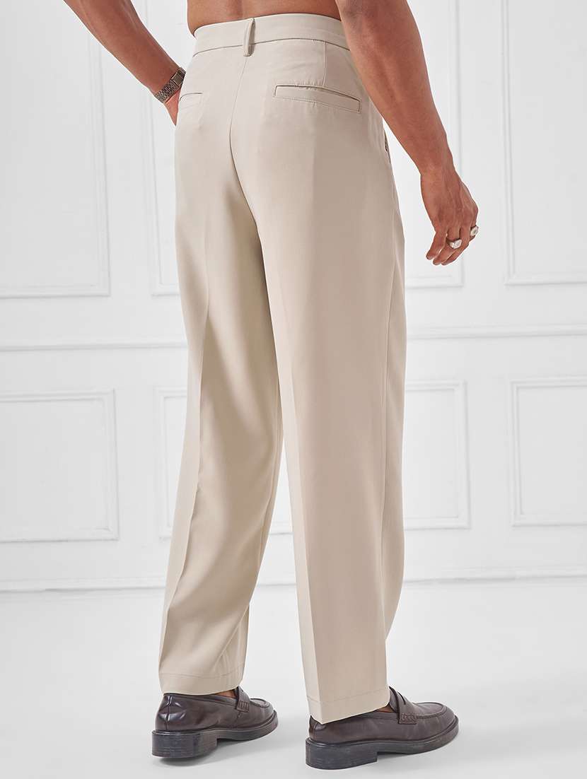 men solid mid rise pleated casual trouser - 22511823 -  Standard Image - 4