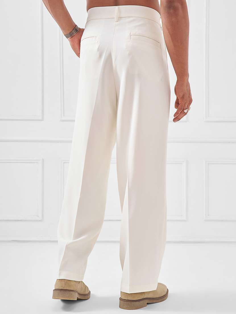 men solid mid rise pleated casual trouser - 22511824 -  Standard Image - 4