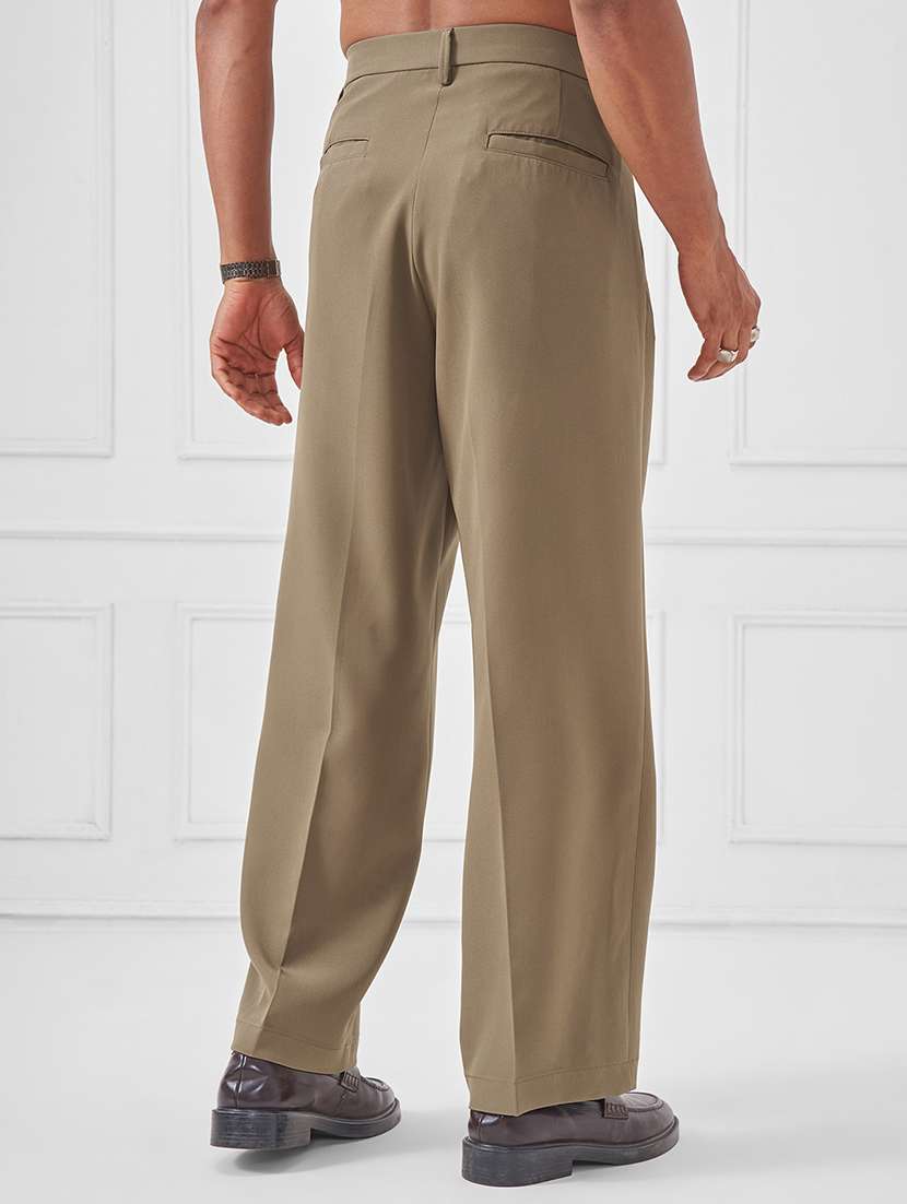 men solid mid rise pleated casual trouser - 22511825 -  Standard Image - 4